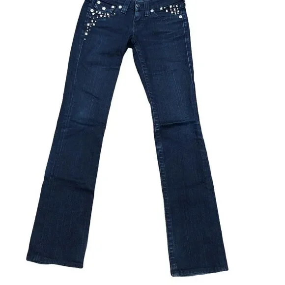 TRUE Religion Jeans Size 26 BILLY Blue Gem Stone - Picture 4 of 8